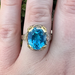 Floral Blue Topaz Ring