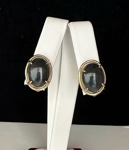 Black Jade Oval Earrings