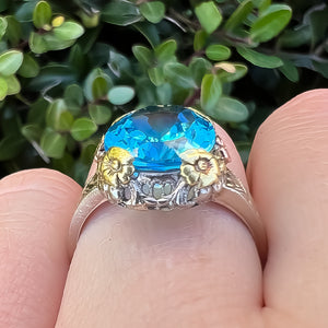 Floral Blue Topaz Ring