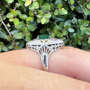 Emerald and Diamond Art Deco Ring
