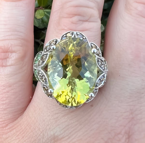 Lemon Quartz Statement Ring