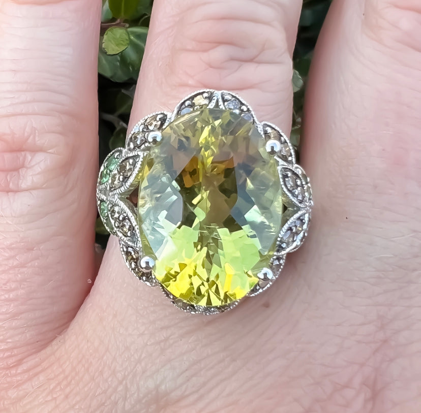 Lemon Quartz Statement Ring