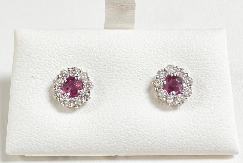 Diamond and Ruby Stud Earrings