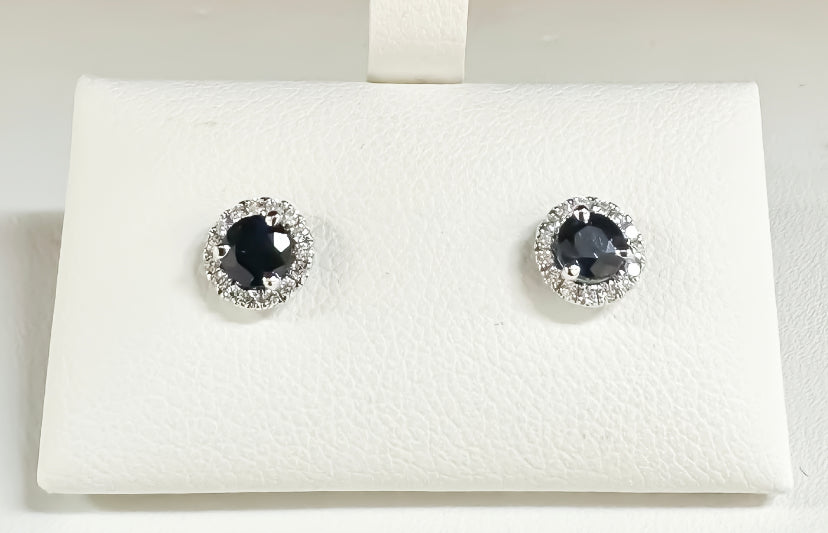 Sapphire and Diamond Halo Earrings