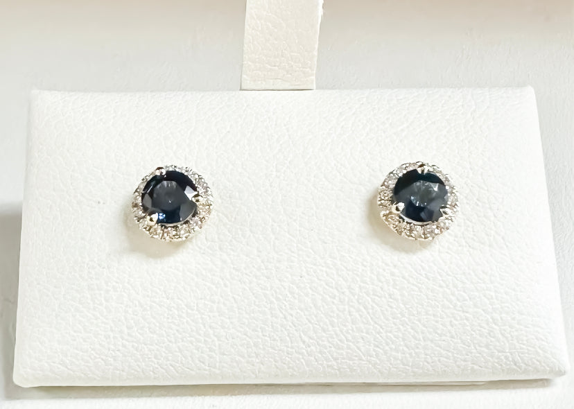 Sapphire and Diamond Halo Earrings