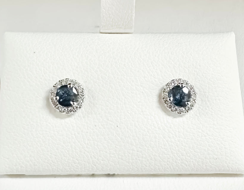 Sapphire and Diamond Halo Earrings