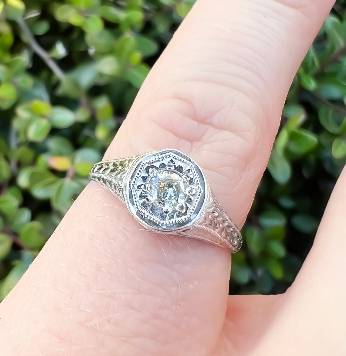 Art Deco Diamond Sweetheart Ring