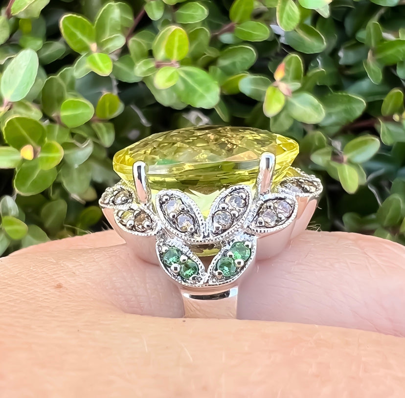 Lemon Quartz Statement Ring