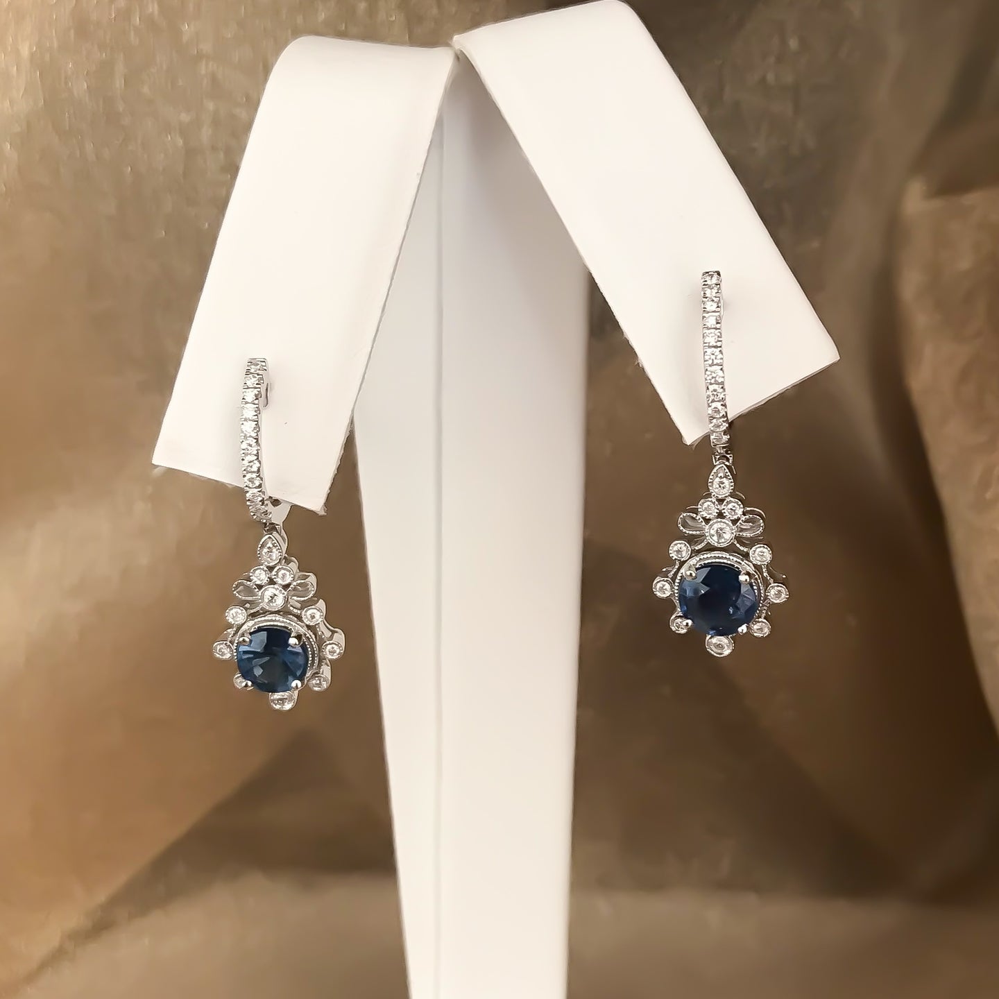 14Kt Diamond and Sapphire Earrings