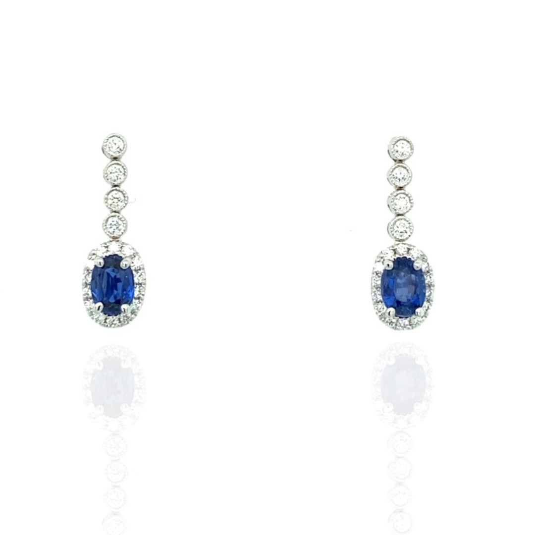 Sapphire and Diamond Dangle Earrings