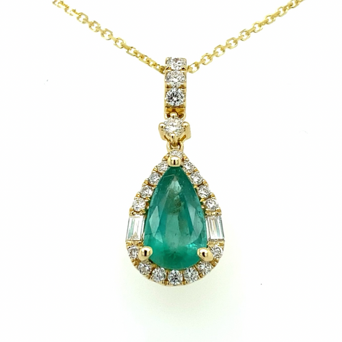 Emerald and Diamond Teardrop Pendant