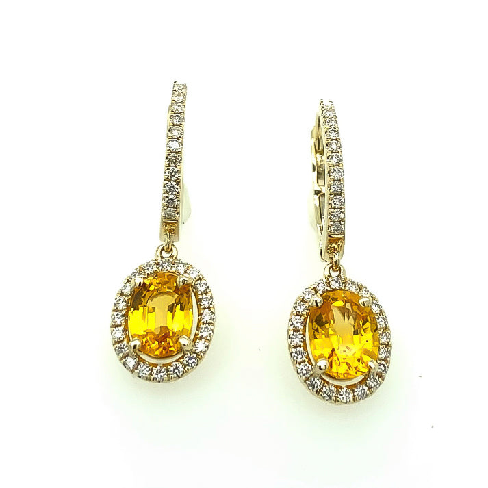 Yellow Sapphire and Diamond Dangle Earrings