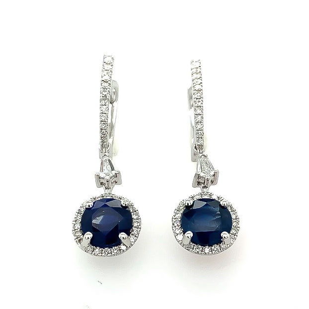 Sapphire and Diamond Dangle Earrings