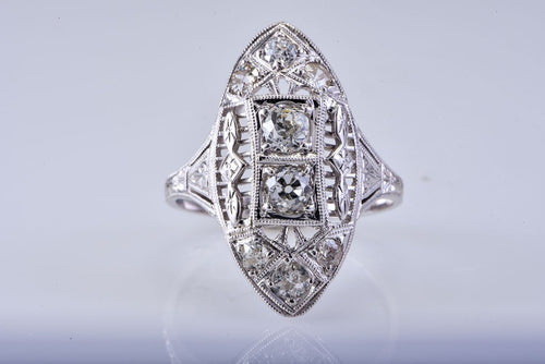Edwardian White Gold Fillagree Diamond Ring