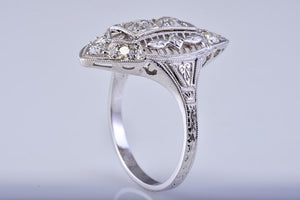 Edwardian White Gold Fillagree Diamond Ring