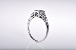 14Kt White Gold Diamond Ring With Square Setting