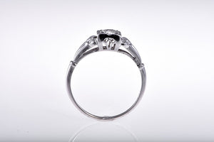 14Kt White Gold Diamond Ring With Square Setting