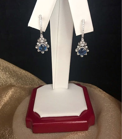 14Kt Diamond and Sapphire Earrings