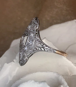 Two Tone Art Deco Diamond Ring