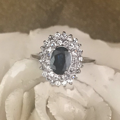 18Kt White Gold Sapphire and Diamond Ring